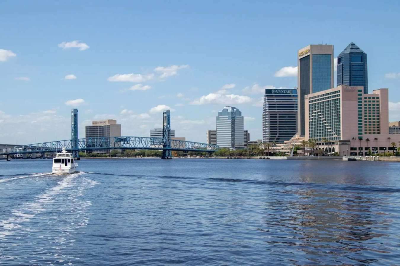 Jacksonville Florida skyline over the river